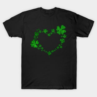 St. Patrick's Day Heart Shaped Clover Design T-Shirt